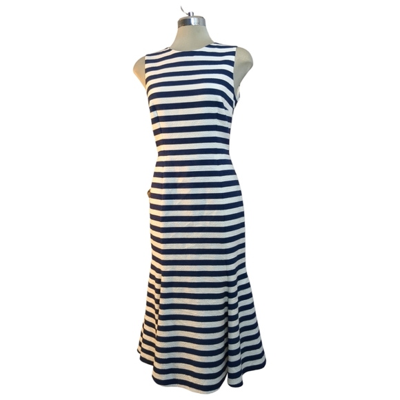 *New*DOLCE & GABBANA Striped Blue & White Open Black Flare Dress Italian Size 44 - Picture 13 of 17